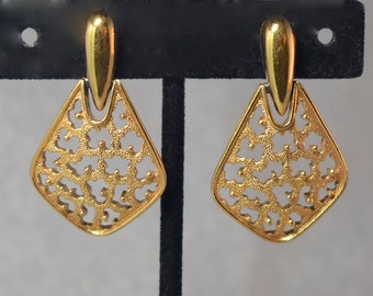 Crown Trifari Openwork Earrings Clip On Vintage