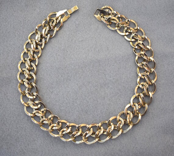 Chunky Double Interlocking Link Necklace Vintage - image 4