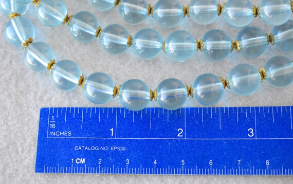 Long 47 Inch Clear Baby Blue Bead Necklace Vintage - image 7