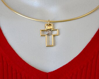 Mustard Seed Cross On Neck Ring Necklace