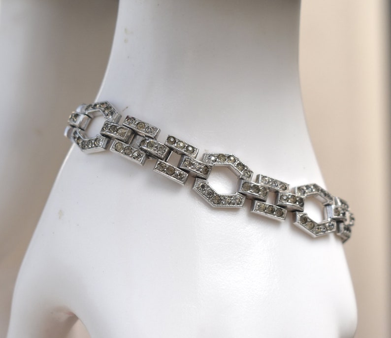 Art Deco Rhinestone Bracelet Mid Century Vintage