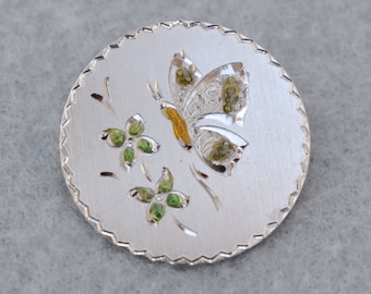 Van Dell Sterling Silver Etched Butterfly Brooch Vintage