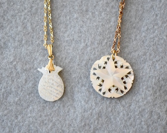 Carved Mother of Pearl Necklace Choose One