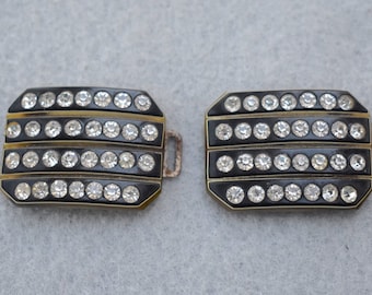 Rhinestone Studded Celluloid Buckle Art Deco Vintage