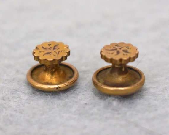 Gold Filled Etched Shirt Studs or Cufflinks Victo… - image 3