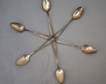 Set of Six Coffee Spoons Community Silver Plate 1912 Georgian Pattern Antique