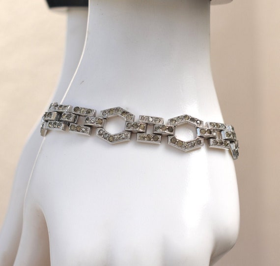 Art Deco Rhinestone Bracelet Mid Century Vintage - image 8