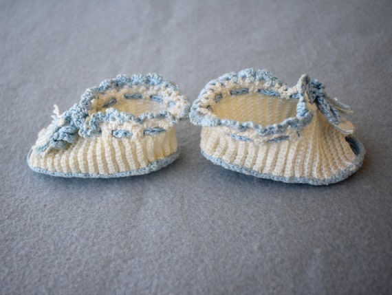 Crochet Unisex Baby Booties with Socks Mid Centur… - image 4