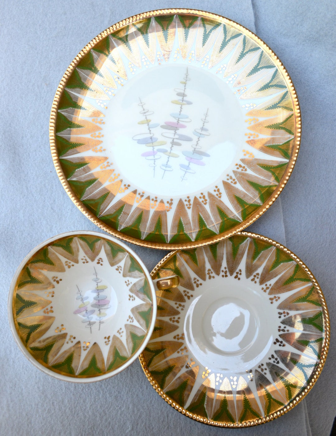 Bavarian Porcelain Tea Cup and Dessert Plate Set Vintage Etsy