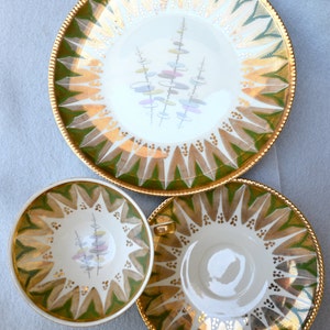 Bavarian Porcelain Tea Cup and Dessert Plate Set Vintage