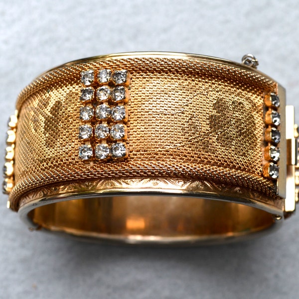 Vargas Mesh and Rhinestone Vintage Cuff Bracelet