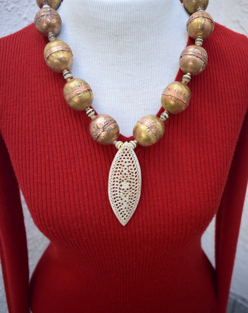 Tribal Style Necklace With Primitive Handmade Brass & Copper Etsy