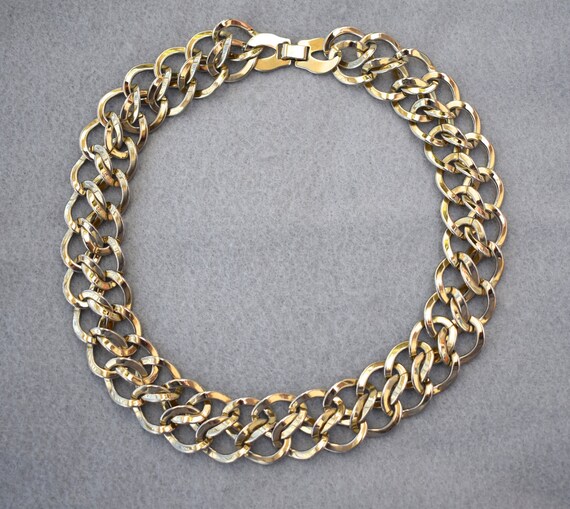 Chunky Double Interlocking Link Necklace Vintage - image 5