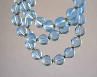 Long 47 Inch Clear Baby Blue Bead Necklace Vintage