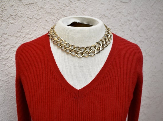 Chunky Double Interlocking Link Necklace Vintage - image 3