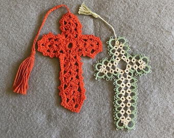 Crochet and Tatted Cross Bookmarks Vintage Pick One