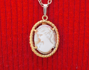 Two Sided Cameo Watch Necklace Mid Century Vintage