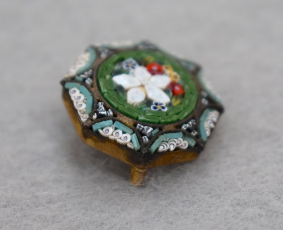 Mosaic Floral Brooch Italian Style Vintage - image 5