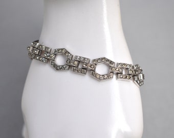 Art Deco Rhinestone Bracelet Mid Century Vintage