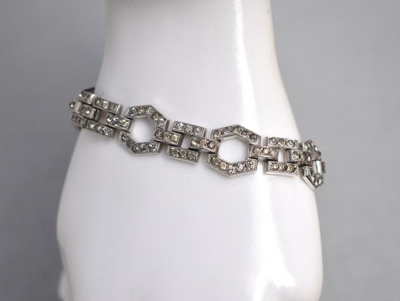 Art Deco Rhinestone Bracelet Mid Century Vintage - image 1