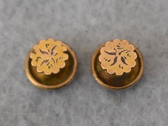 Gold Filled Etched Shirt Studs or Cufflinks Victo… - image 2