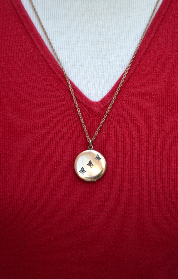 Gold Filled Edwardian Locket Necklace with Paste S