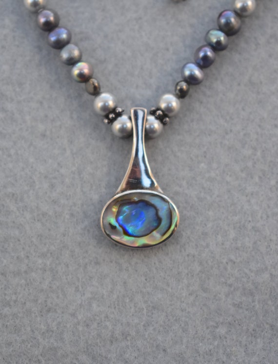 Freshwater Pearls with Sterling Silver Abalone Pe… - image 5