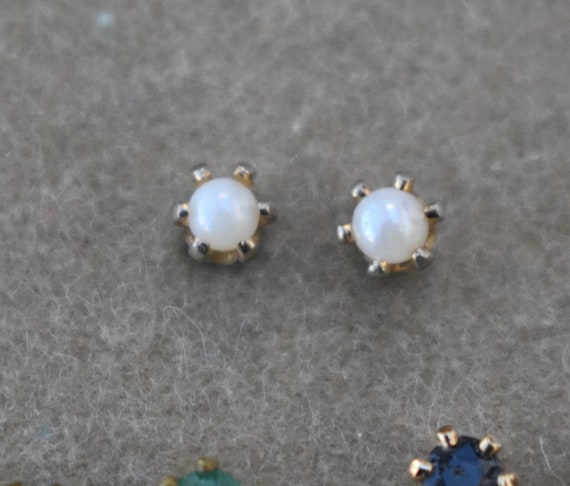 Stud Earring Lot Pearl, Ruby, Emerald and Sapphir… - image 3