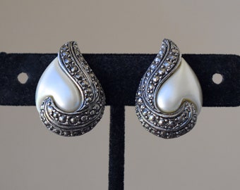 Traditional Teardrop Clip Earrings by Avon 1992 Vintage