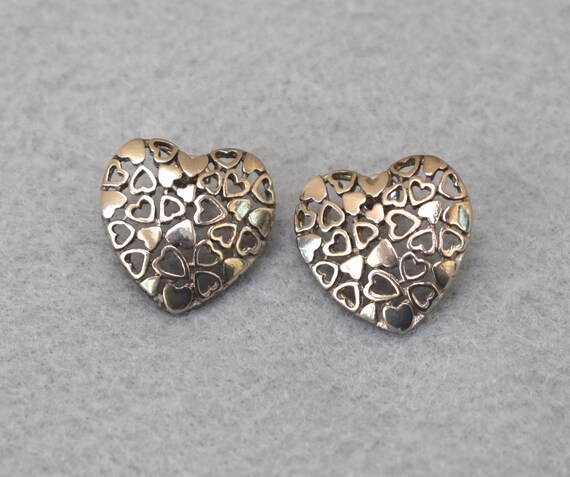 Cut Out Hearts Earrings Pierced Ear Vintage - image 2