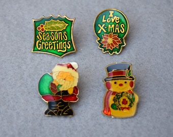 Four Christmas Pins Vintage