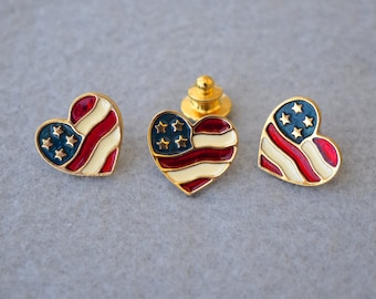 Avon Patriotic Flag Pin and Earrings Set Vintage