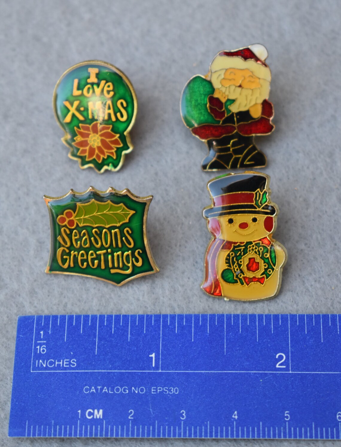 Lot of 4 Christmas Pins Vintage Etsy