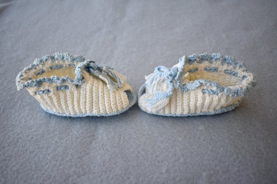 Crochet Unisex Baby Booties with Socks Mid Centur… - image 3