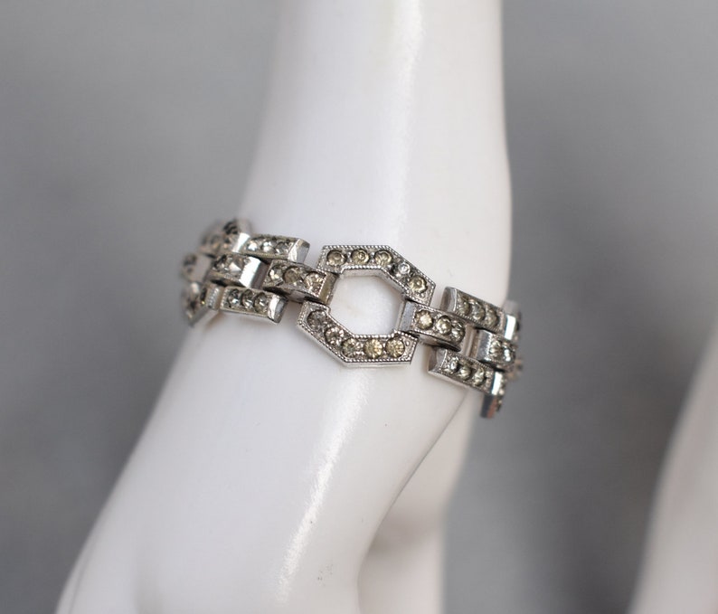 Art Deco Rhinestone Bracelet Mid Century Vintage