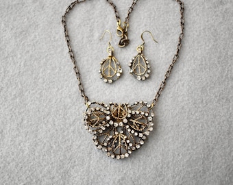 Kramer Pendant Assemblage Necklace and Earrings OOAK