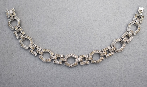 Art Deco Rhinestone Bracelet Mid Century Vintage - image 2