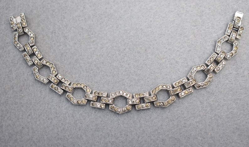Art Deco Rhinestone Bracelet Mid Century Vintage