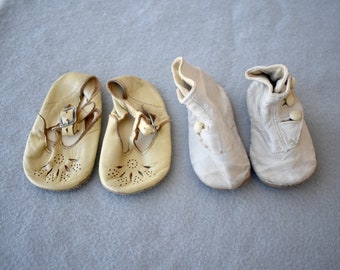 1940s Baby Shoes 2 Pair Collectible Used Vintage