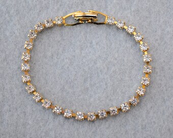 Rhinestone Tennis Bracelet Short 6 Inch Length Vintage