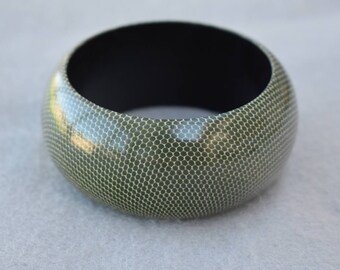 Faux Snakeskin Green Bangle NOS Vintage