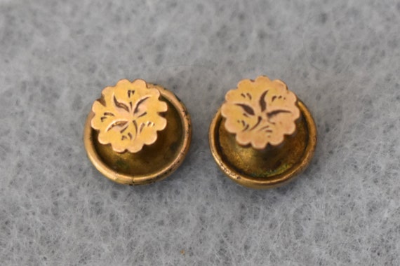 Gold Filled Etched Shirt Studs or Cufflinks Victo… - image 4