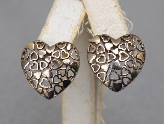 Cut Out Hearts Earrings Pierced Ear Vintage - image 1