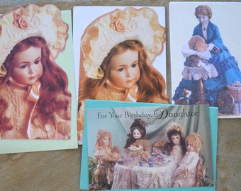 Four Doll Themed Greeting Cards NOS Vintage