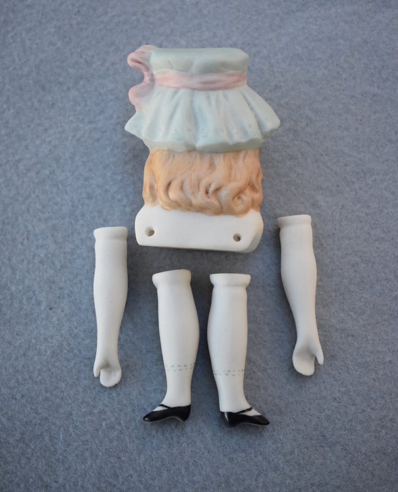 Bisque Porcelain Doll Parts Girl in Hat Arms Legs Vintage Etsy