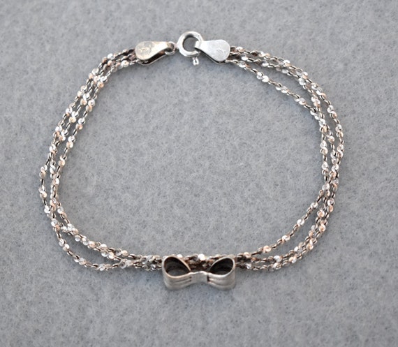 Sterling Silver Triple Nugget Chain Bracelet with… - image 3