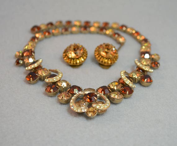 Weiss Rhinestone Necklace & Earring Set Vintage