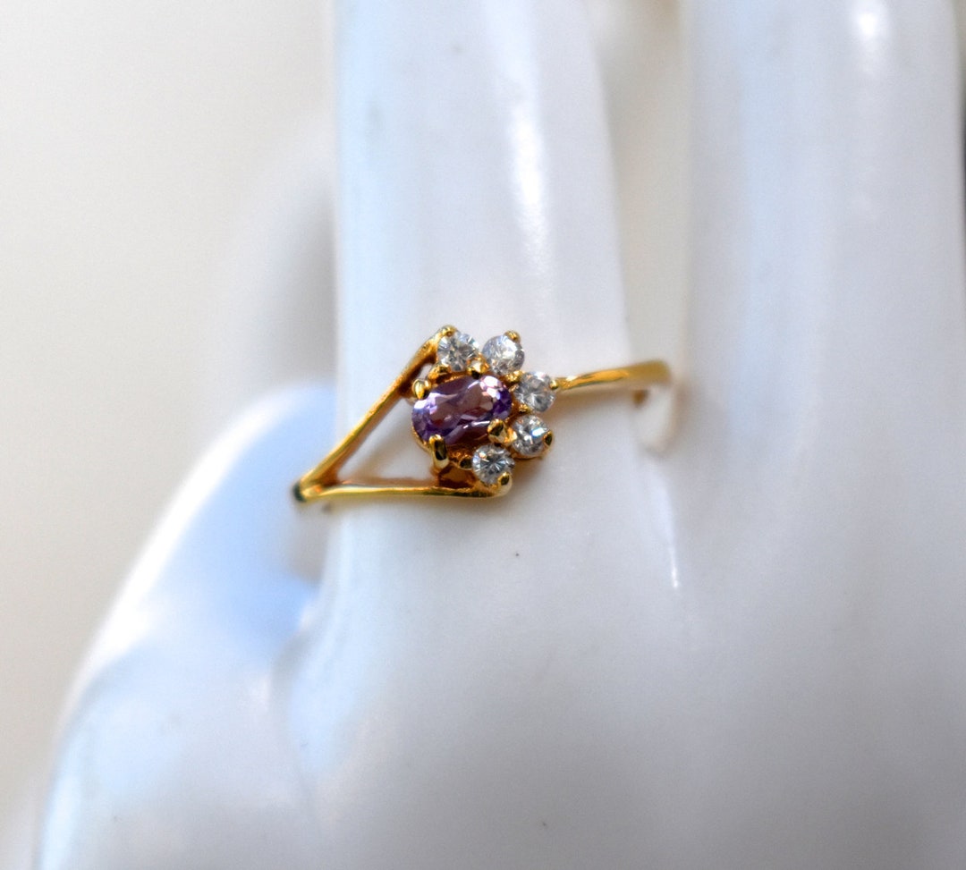 Lavender and Clear Rhinestone Ring Vintage - Etsy