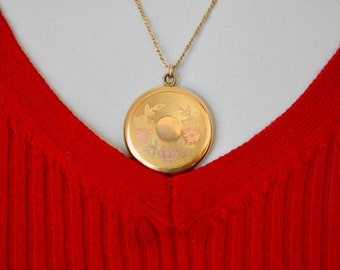 La Mode Gold Filled Locket with Sterling Vermeil Chain by Danecraft Vintage