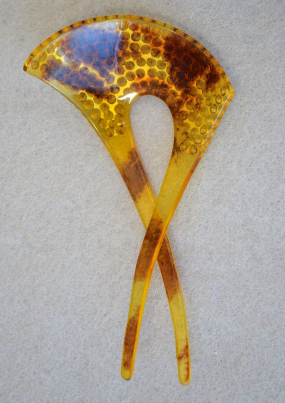 Faux Tortoise Shell & Rhinestone Art Deco Decorat… - image 4